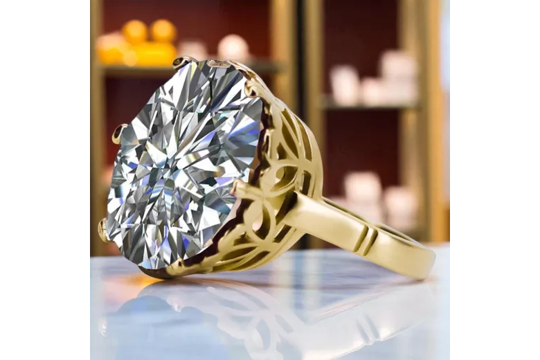 14K Жовте золото Циркон Каблучка Вінтаж вироби vrc130y